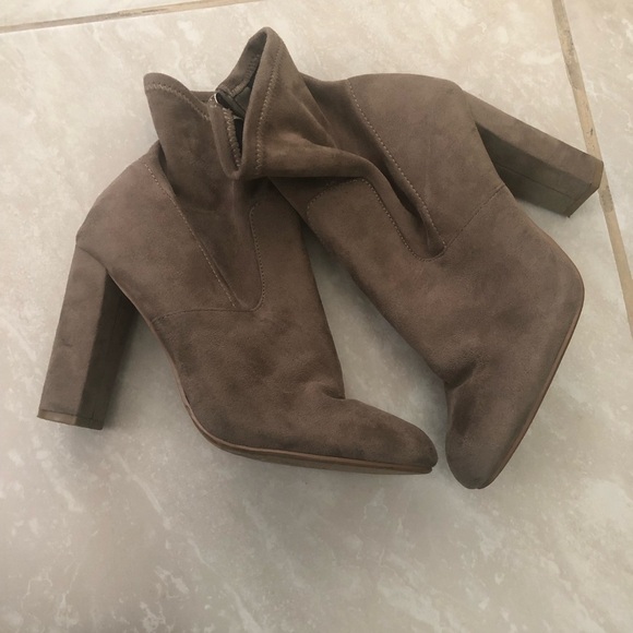 Steve Madden Edit Taupe Suede High Heel Mid-Calf Boots Size 8 - Picture 3 of 8